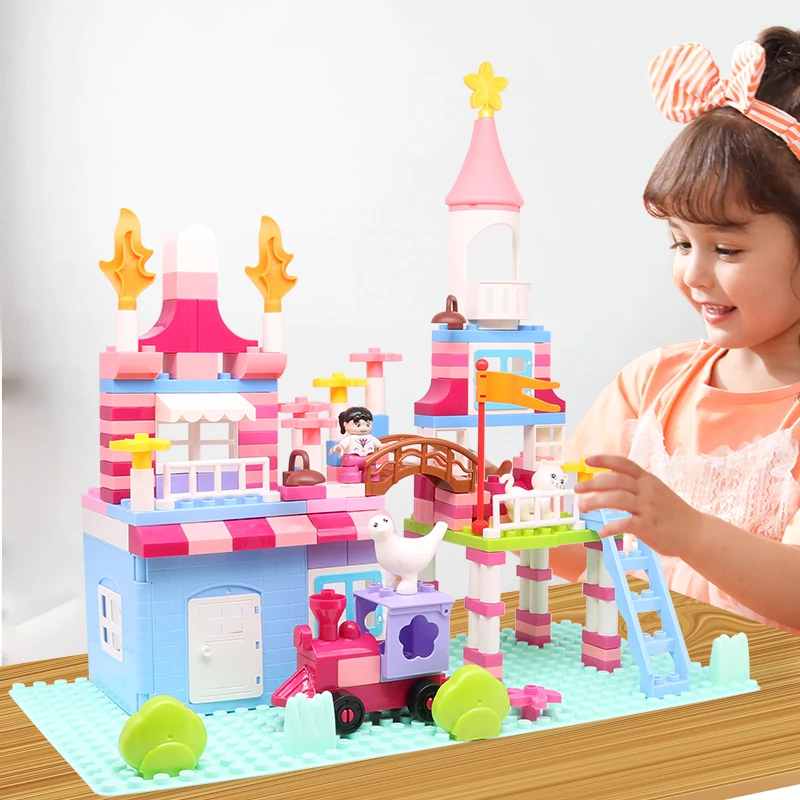 Детский конструктор «Замок принцессы» для девочек, строительные блоки большого размера «сделай сам», развивающие игрушки, подарок