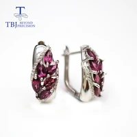 100 natural brazil rhodolite garnet clasp earring ring marquise 36mm 6ct 925 sterling silver fine jewelry for women nice gift
