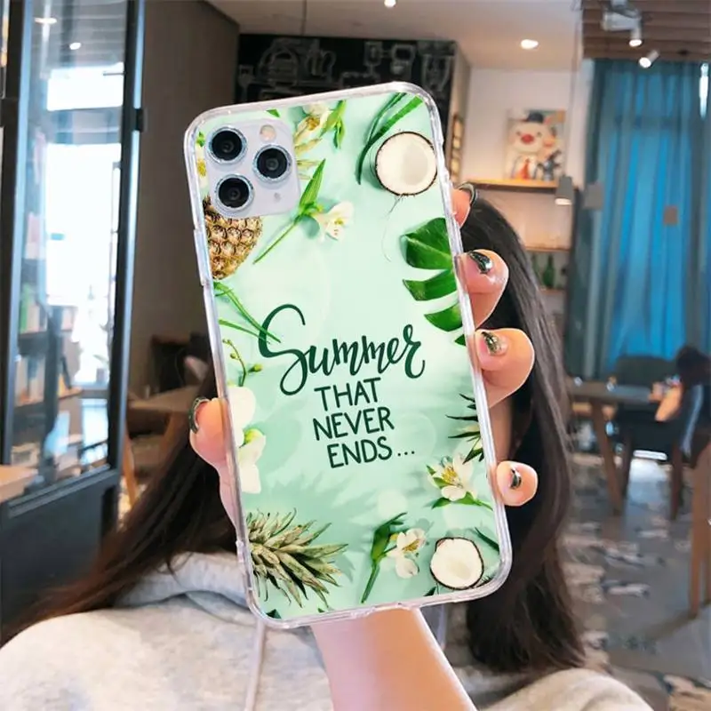 

Cool in summer green leaf Phone Case Transparent for iPhone 6 7 8 11 12 s mini pro X XS XR MAX Plus