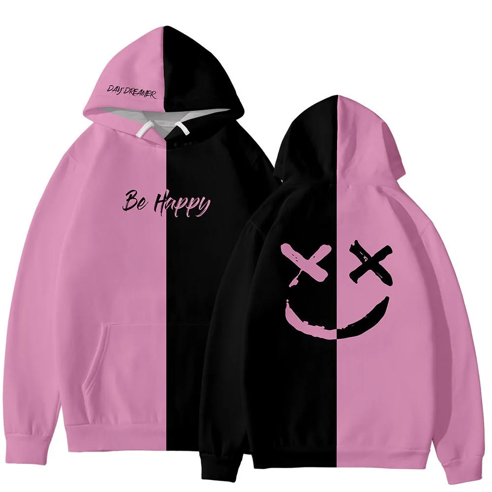 Модные Be Happy рисунок со смайликом толстовки с капюшоном и принтом для женщин/для