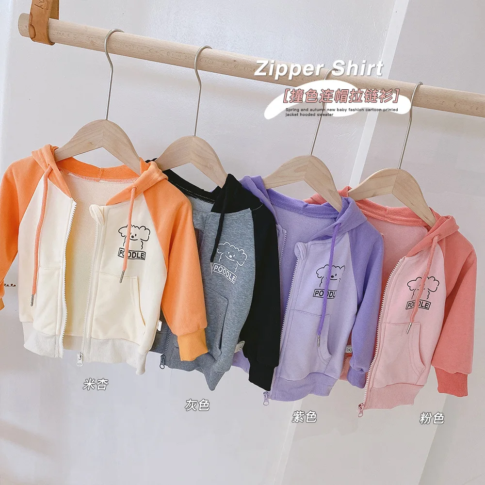 

Куртка для девочек, новинка весны 2021, модные детские топы с мультяшным принтом, Детская кофта с капюшоном в Корейском стиле, пальто, верхняя ...