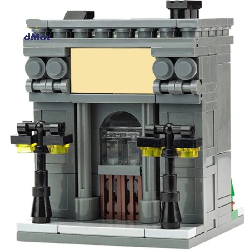 

City Street View Toy MOC Mini Bank Architecture Classic Buildings Creator Assembled Educational Building Blocks For Kid