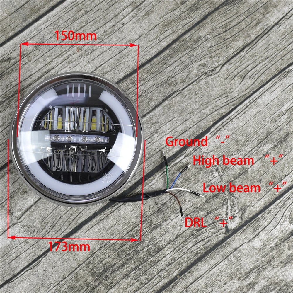 Мотоциклетная светодиодная фара в сборе кольцо ореола DRL с ближним/дальним