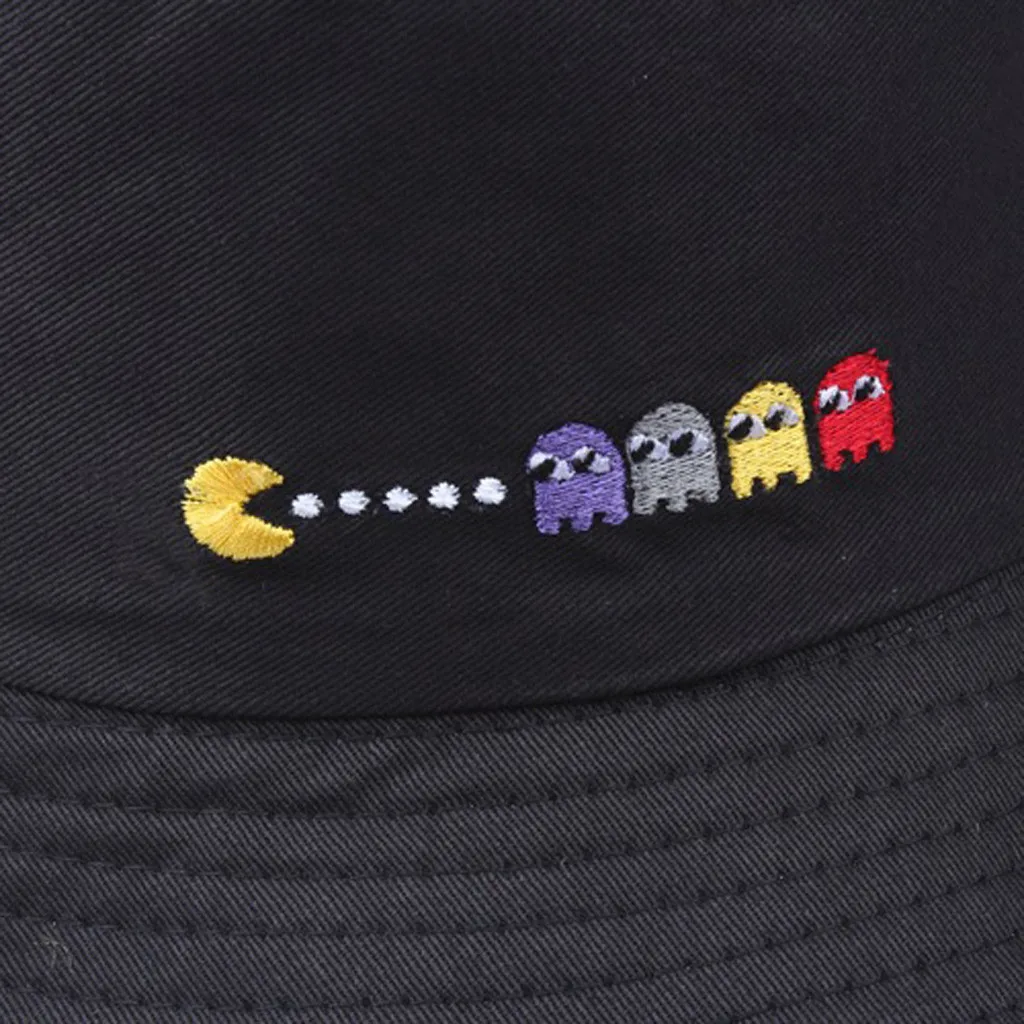 

Womail Fisherman Cap Funny Print Bucket Hats Cute Embroidery Outdoor Travel Bonnet Sunscreen Mountain Climbing Hat Men Women