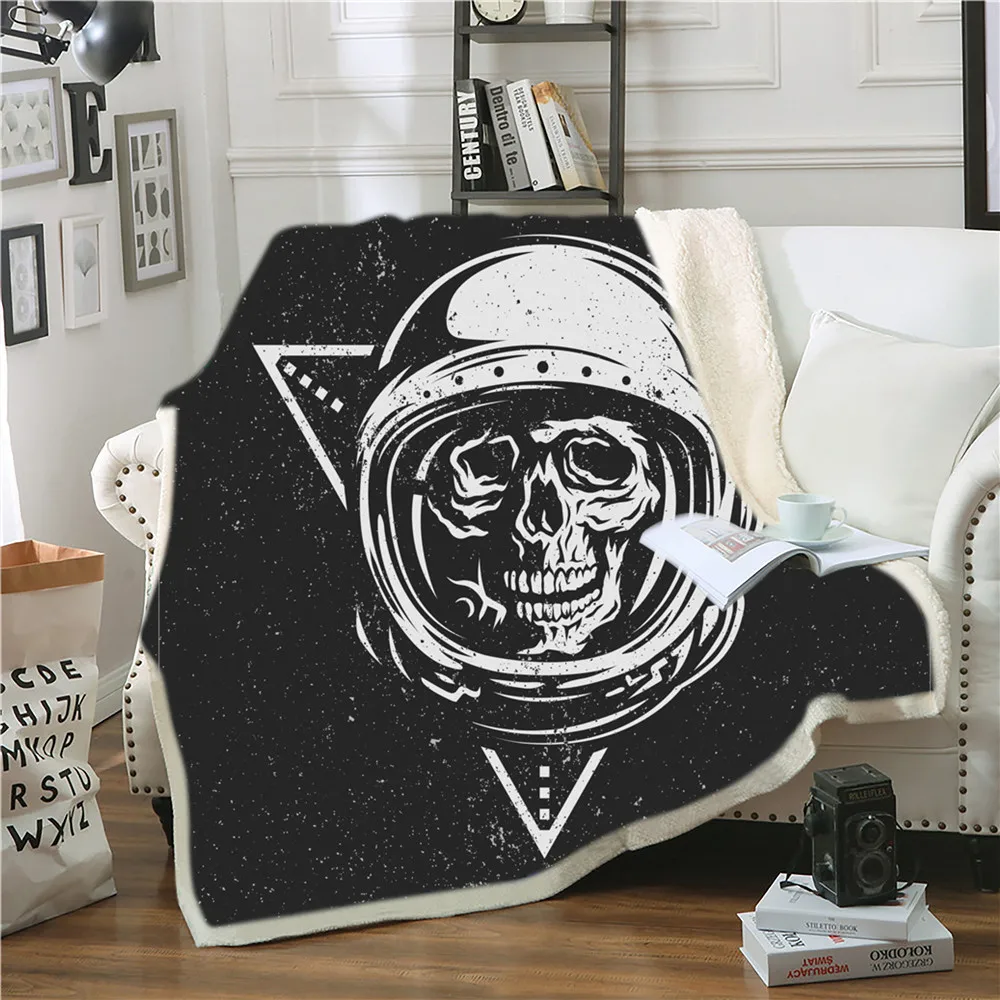 

Halloween Skull Flannel Blanket for Bed Sofa Soft Fleece Throw Funny Sugar Skulls Plush Bedspreads throw blanket Kid gift