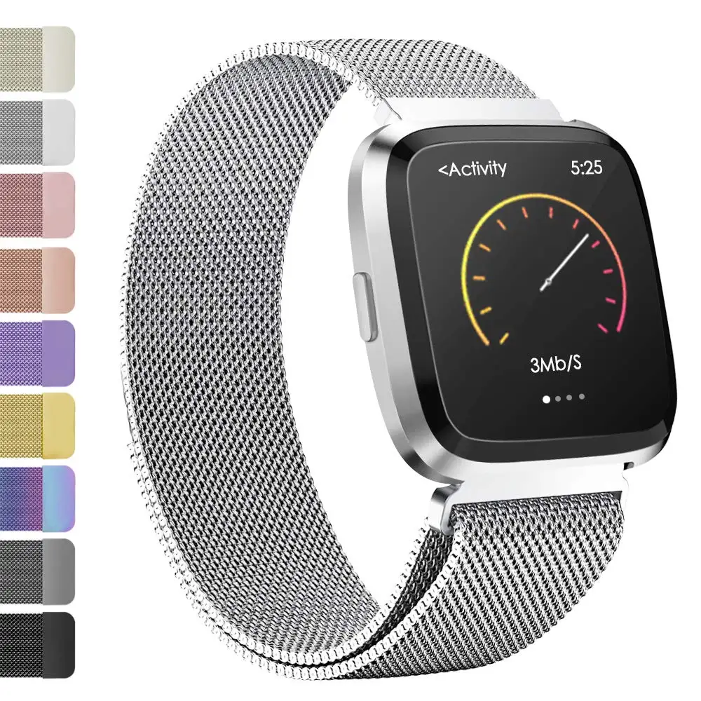 Sliver Ремешок металлический браслет из нержавеющей стали для Fitbit Versa ремешок на запястье Миланский Магнитный Браслет fit bit Lite Verse 2 Band аксессуары - Цвет: Sliver