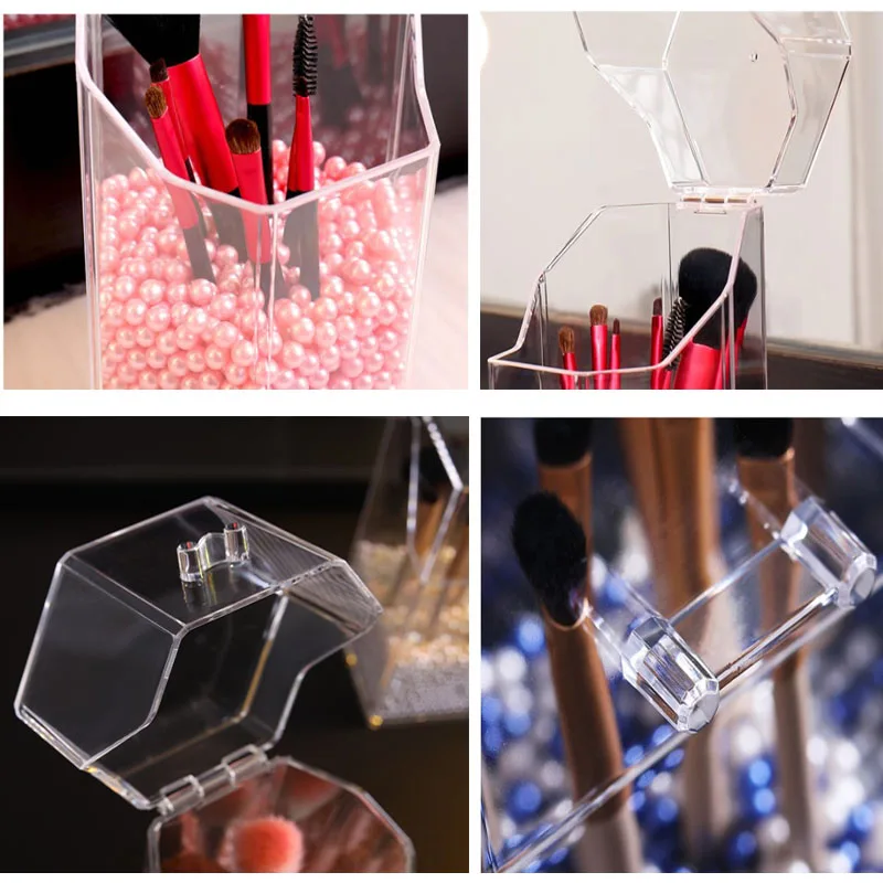 Прозрачная коробка для хранения косметики органайзер кистей макияжа