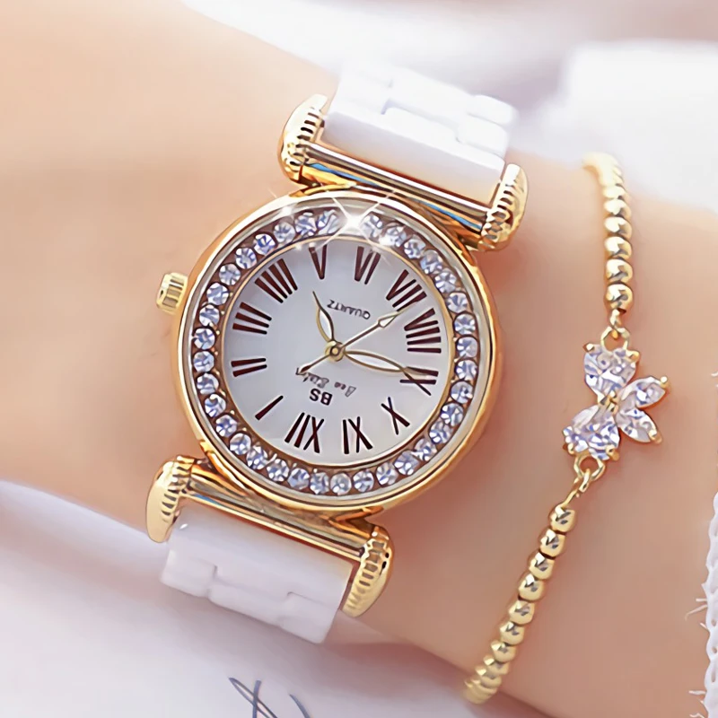 Часы наручные BS женские с керамическим ремешком роскошные брендовые элегантные