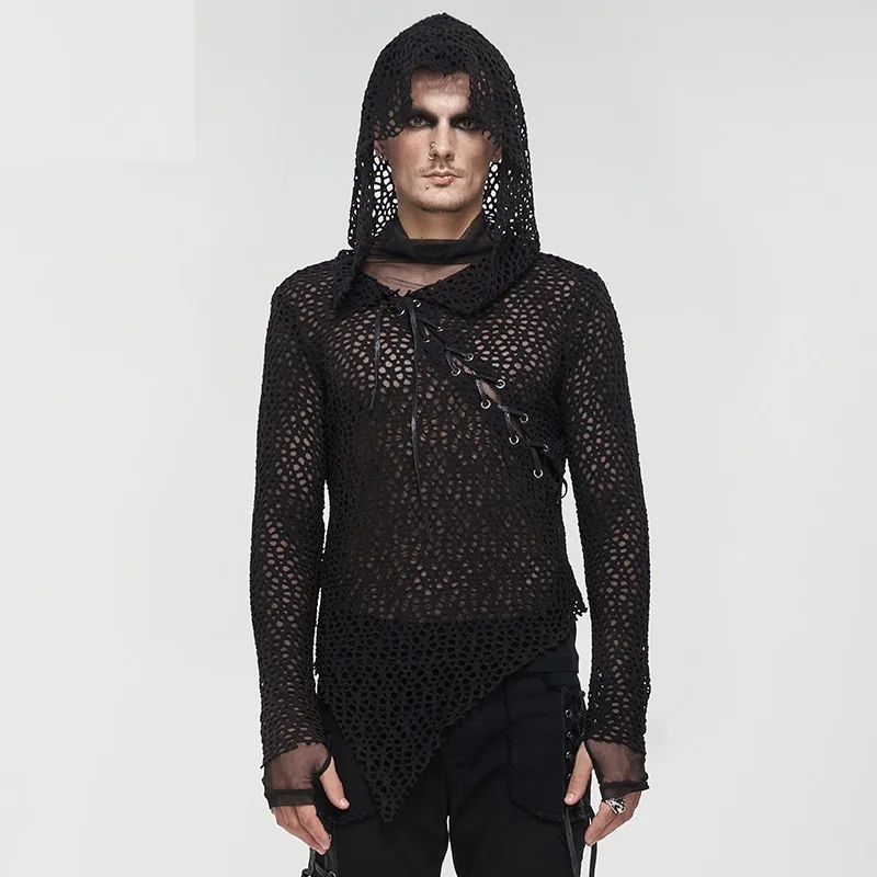 

Punk Punk Male Wool Sexy T-Shirt With Front Slit Left And String