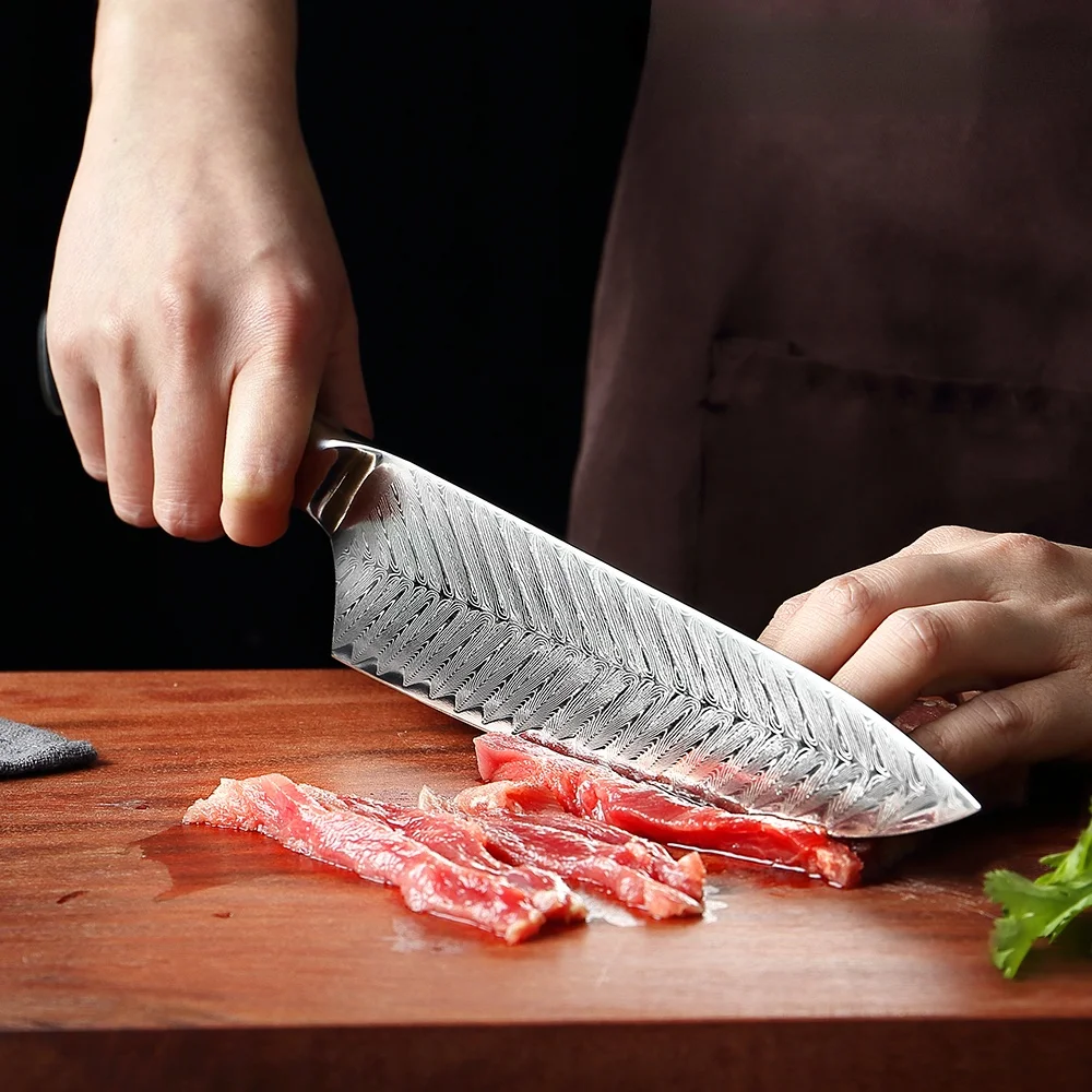 

Дамасский шеф-нож, Профессиональный кухонный нож, Мясницкий кухонный инструмент