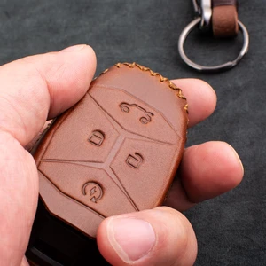 1 Pcs Genuine Leather Galvanized Alloy Car Key Case Cover For LYNK & CO 01 02 03 2017 2018 Geely Auto Car Accessories