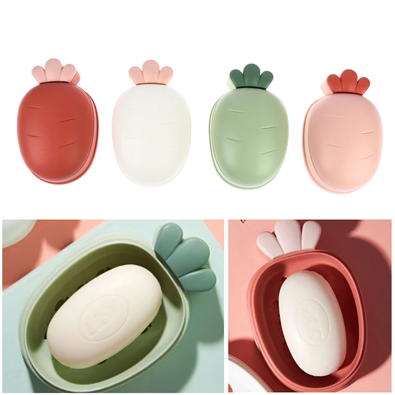 

1pcs Cute Portable Carrot Soap Box Dish Dish Bathroom Soap Box Shower Home Rack Soap Hollow Drain Soap Box Bathroom Accessories