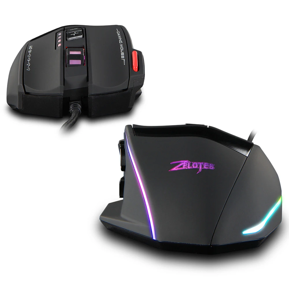 

C-13 Wired Gaming Mouse Ergonomic Mouse 13 Programming Keys Adjustable 10000DPI RGB Light Belt