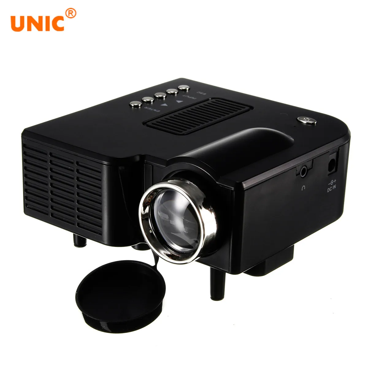 UNIC UC28+ Портативный светодиодный проектор для кинотеатра мини-проектор USB/SD/AV вход мини-проектор для развлечений - Цвет: US Plug Black
