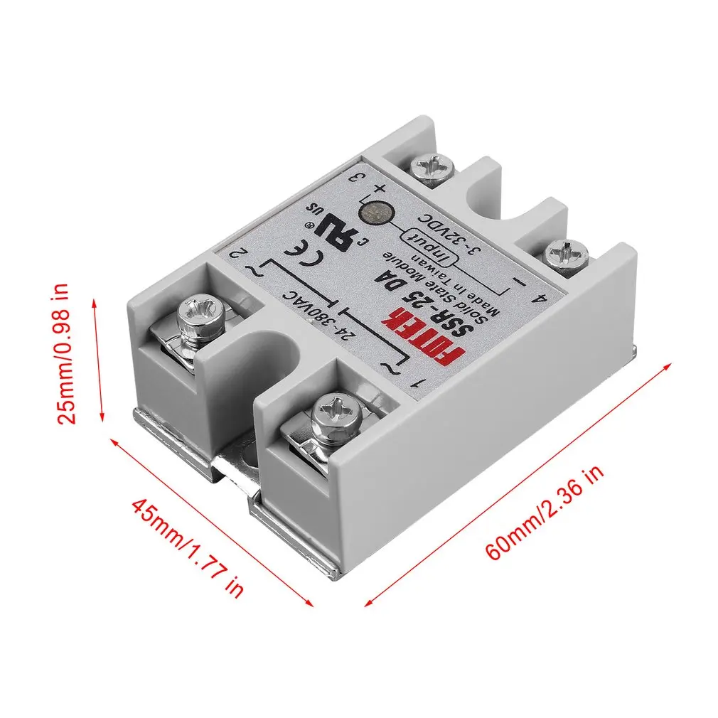 

Newest 1pcs Solid State Relay Module SSR-25DA 25A /250V 3-32V DC Input 24-380VAC Output Hot Selling!!