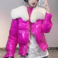 2022 winter women glossy cotton padded parkas female thick waterproof coat jacket large size winter warm snow overcoat h1225