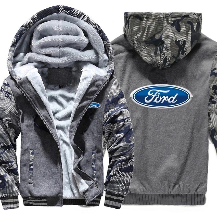 As picture Ford толстовки зимние камуфляжные рукава куртки мужские флисовые Ford свитера с логотипами - Цвет: As picture