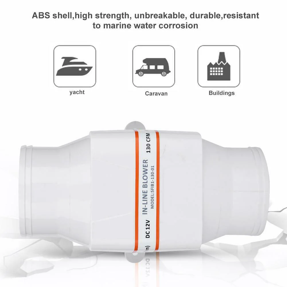 

3 Inch High Strength Water Resistant Electric Accessories Corrosion Proof Caravan Marine Bilge Air Blower Fan Boat ABS White