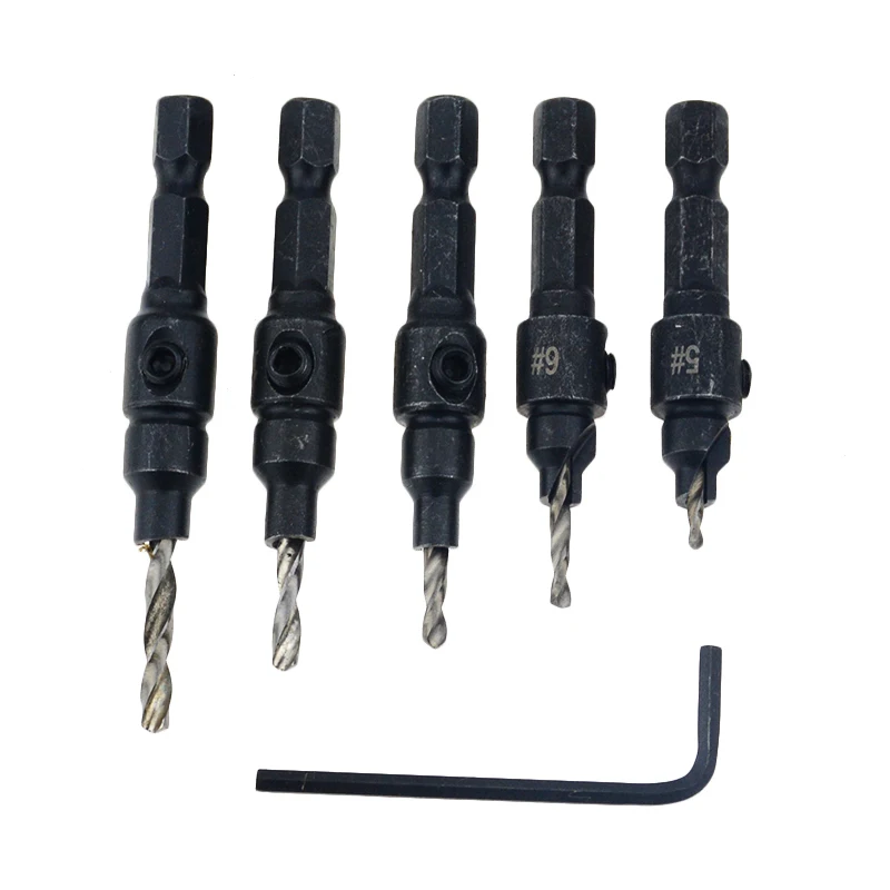 5 шт. #5 #6 #8 #10 #12 сверло зенкер для деревообработки набор сверл пилотные отверстия