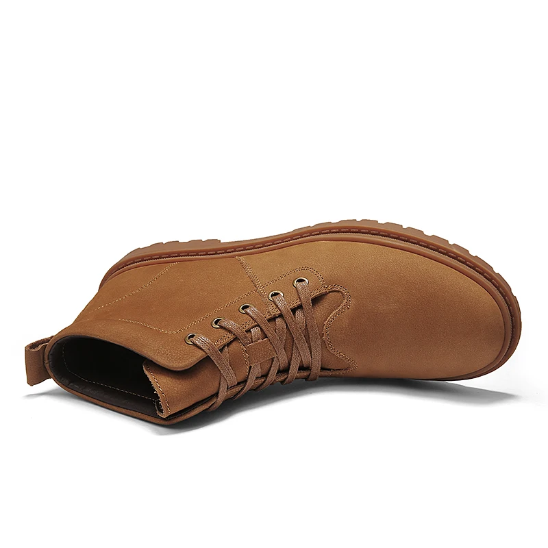 

Man Winter Boots Genuine Leather 2020 Autumn Men's Work Shoes Fur Warm Male Snow Shoe plush Ankle Boot Big Size