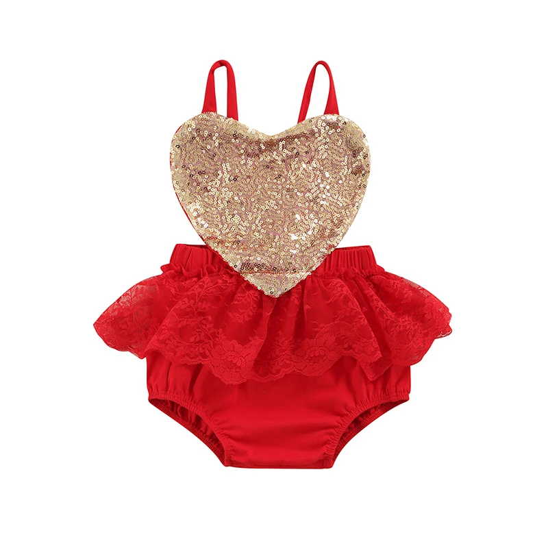 

Baby Romper, Summer Contrast Color Sequins Sleeveless Strappy Bodysuit for Girls, 0-24 Months