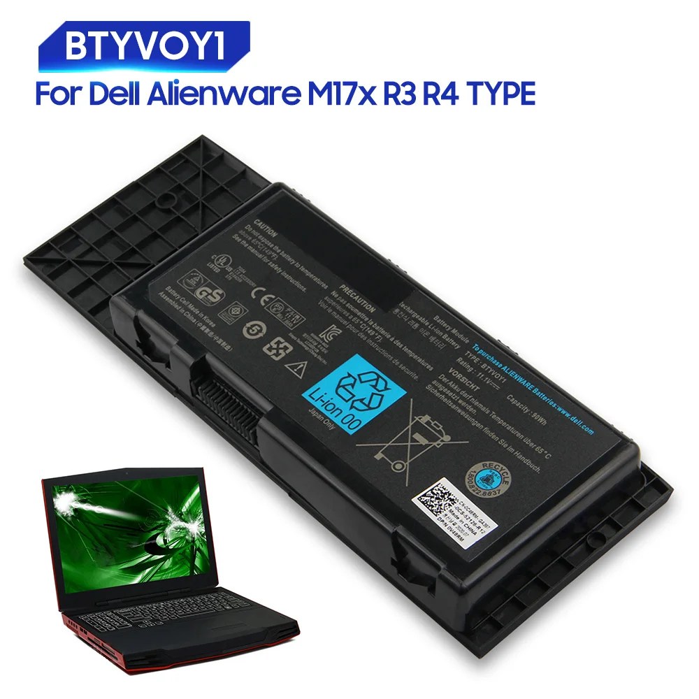 Оригинальная сменная батарея для Dell Alienware M17x R4 R3 типа BTYVOY1 настоящая