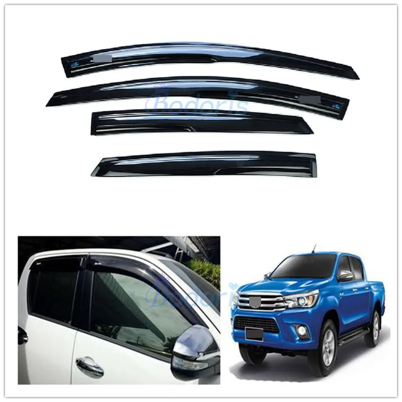 For Toyota Hilux Revo 2015-2018 Window Exterior Visor Shade Sun Rain Guard Deflector Car Styling Accessories