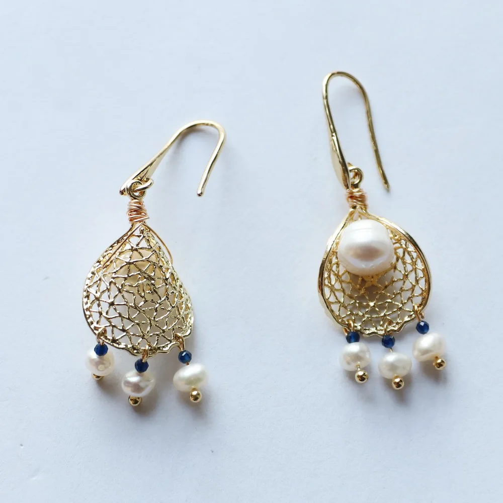 Серьги женские медные с пресноводным жемчугом | Украшения и аксессуары