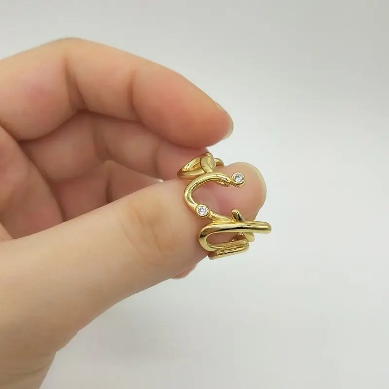 Модное простое дизайнерское золотистое кольцо на указательный палец с английской буквой из циркония