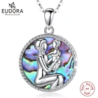 Eudora Настоящее серебро 925 пробы ожерелье для матери и ребенка кулон абалона оболочка FIna модное ювелирное изделие для Счастливого Дня матери подарок