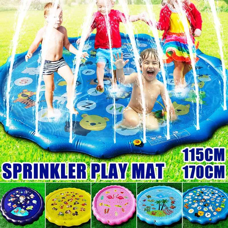 

170cm PVC Water Spray Pad Round Outdoor Garden Beach Pad Inflatable Water Spray Mat Play Water Swimming Air Mattress Game Tool