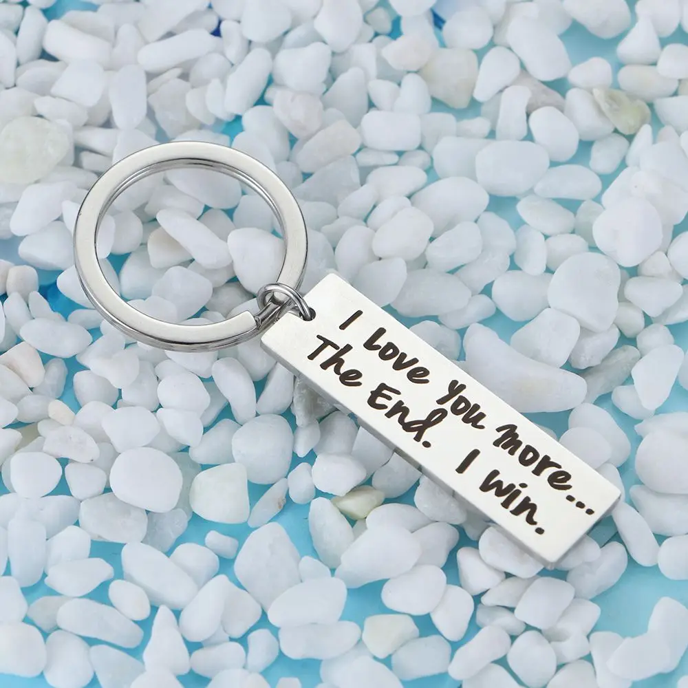 

For Couple Stainless Steel Bag Pendant Accessories The End I Win Letter Key Chain Letter Keyring I Love You More / Most