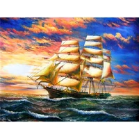 gatyztory boat on the sea scenery pictures by number door kits home decoration painting by number landscape handpainted art gift
