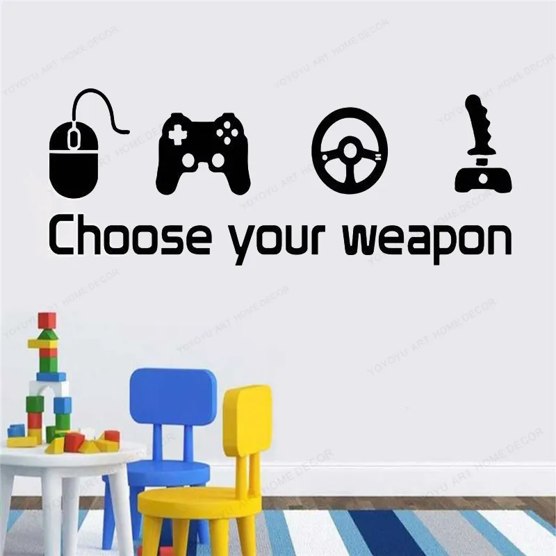Виниловая настенная наклейка с играми выберите свое оружие цитата игровой