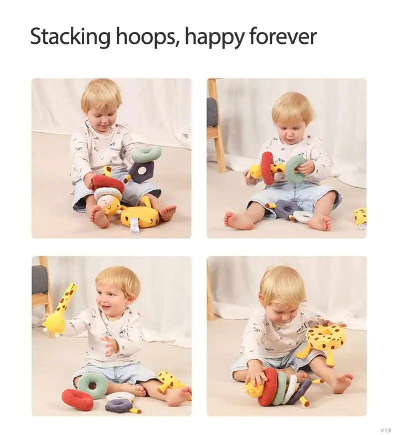 

Cute Giraffe Baby Plush Animal Toy Educational Stacking Ring Baby Puzzle Ring Stacking Toy Cute Doll Birthday Gifts For Toddlers