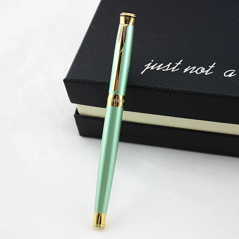 

Nice Quality Gold Clip Rollerball Pen Black Ink Medium Refill DIKA WEN 8021 Signature Pens School and Office Supplies Stationery