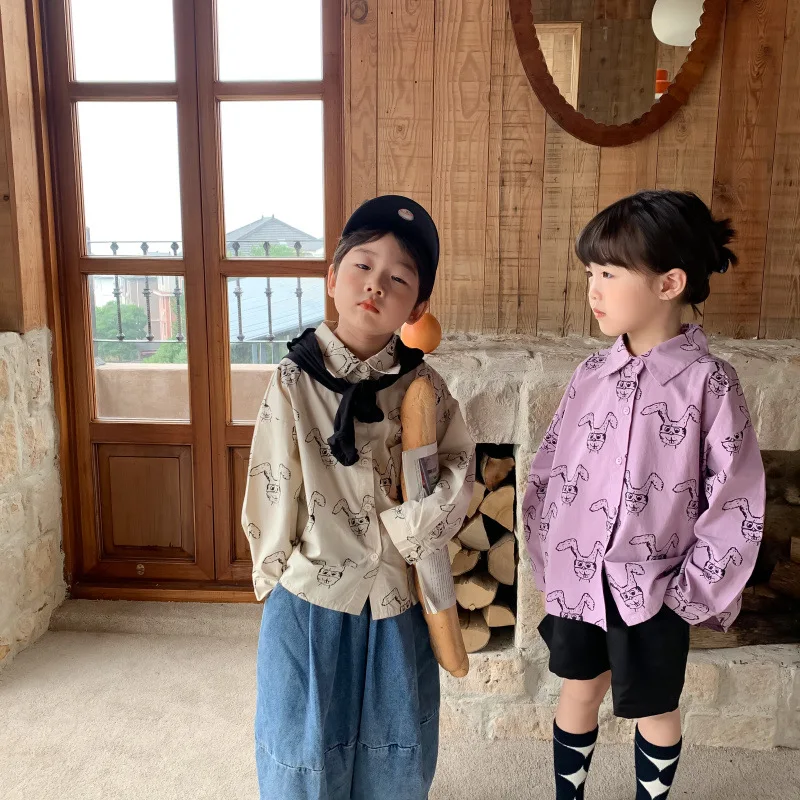 

Children's Fashion Shirts Little Boys Girls Long Sleeve Blouses 2021 Autumn Spring Korean Kids Fashionable Blouse t-Shirt Tops
