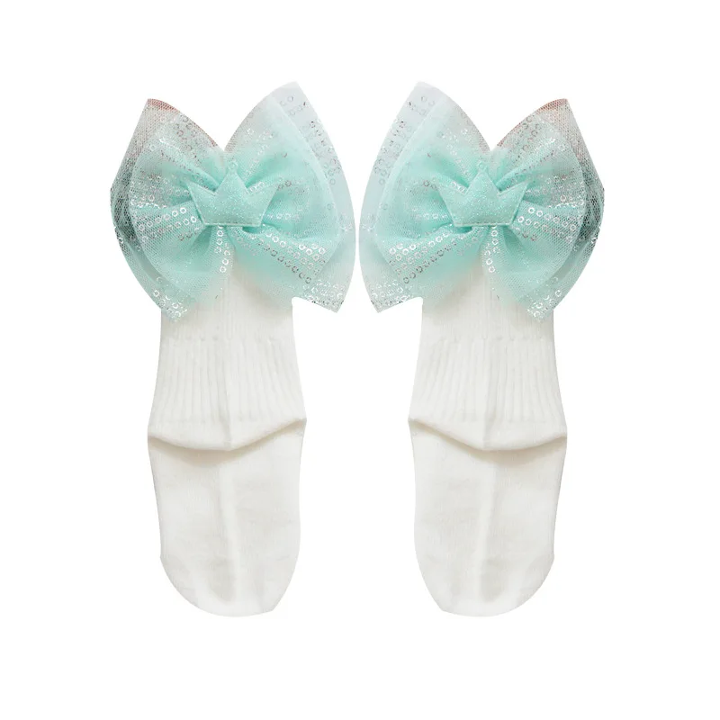 

Crown Bowknot Girls Princess Socks Spring and Autumn Baby Children Socks 0-10 Four Seasons Pure Color Cotton Kids Socksfor Girls