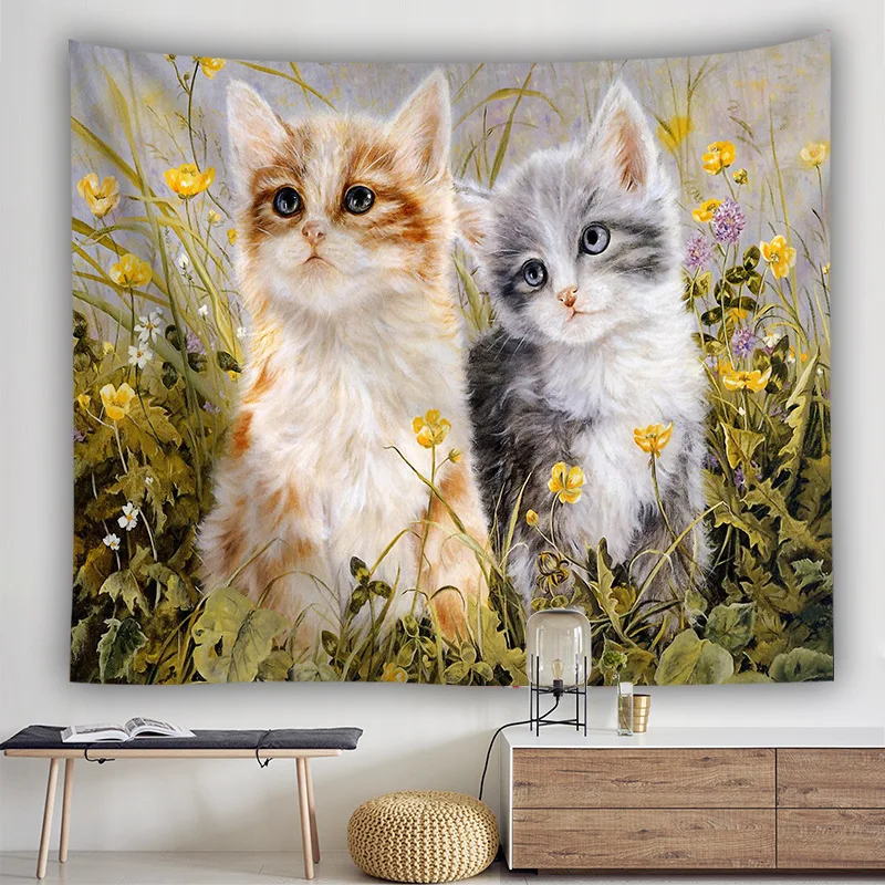 

Cute Animals Cute Cats Art Tapestry Cartoon Anime Wall Hangings Beach Towel Background Cloth Home Bedroom Decoration Tapestry