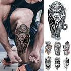 Татуировка Временная водостойкая для мужчин и женщин, татуировка с тотемом и леопардовым принтом, флэш-тату, дракон, тигр, волк, Лев, боди-арт