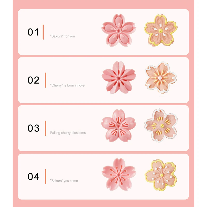 

5pcs/set Sakura Cookie Mold Stamp Biscuit Mold Cutter Pink Cherry Blossom Mold Flower Charm DIY Floral Mold Fondant Baking Tool