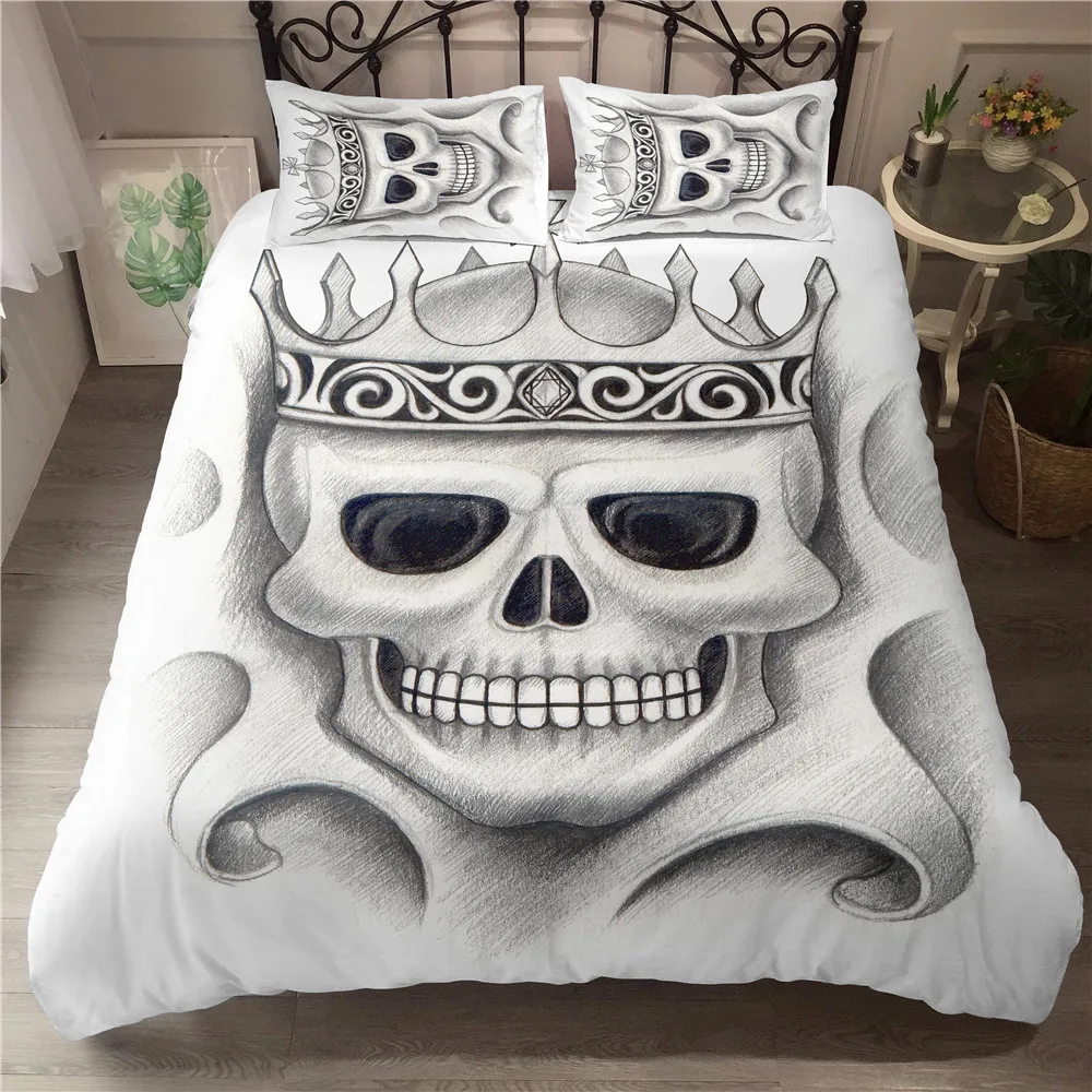 

Sugar Skull Bedding Sets Queen Size 3D Skull Comforter Duvet Cover Set Quilt Cover With Pillowcase Home Textiles