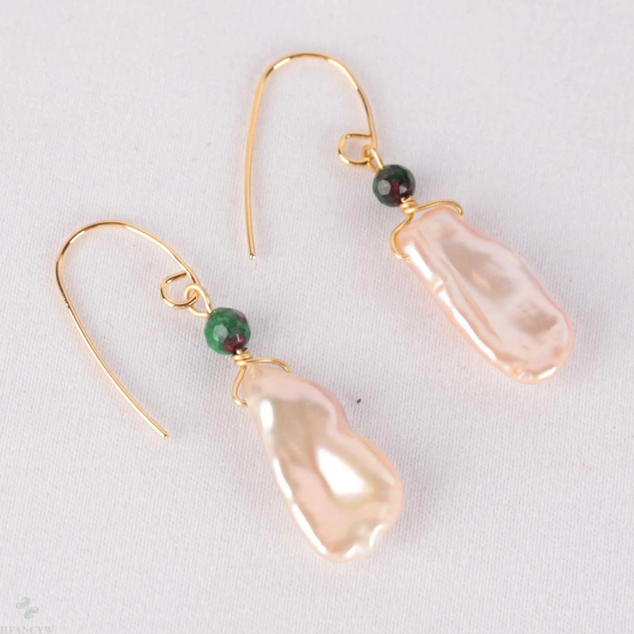 11-15 мм Серьги из натурального розового жемчуга в стиле барокко 18k сапфировые