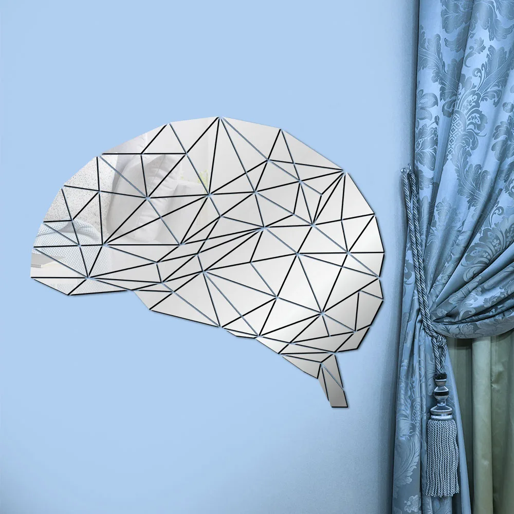 Акриловые зеркальные настенные наклейки Brain Mind настенное искусство нейронауки