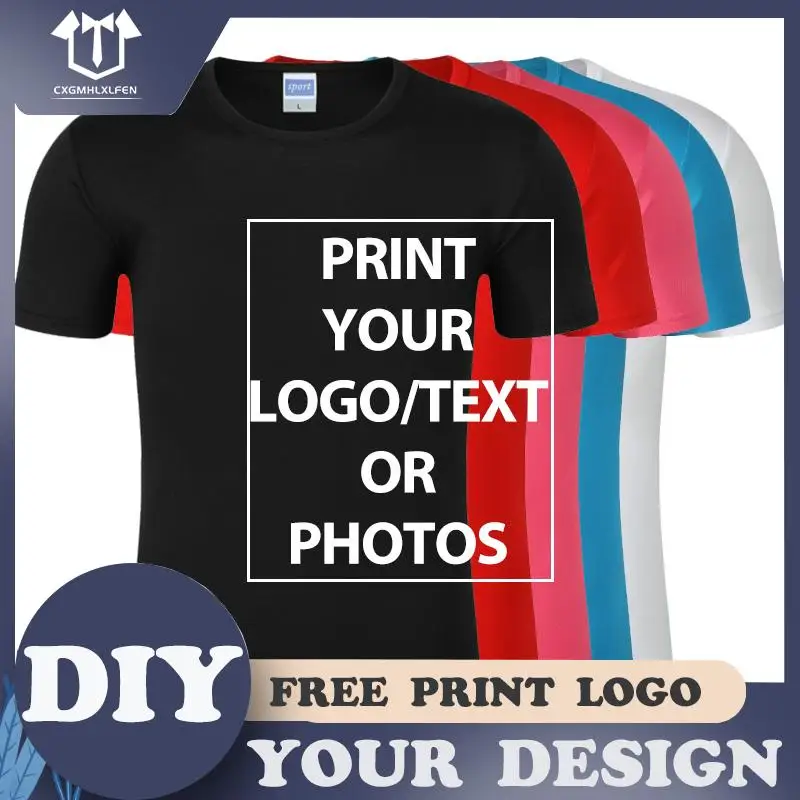 

100% Polyester Design Your Own T-shirts Printing Brand Logo Pictures Custom T-shirt Plus Size Casual T Shirt Customize Clothing