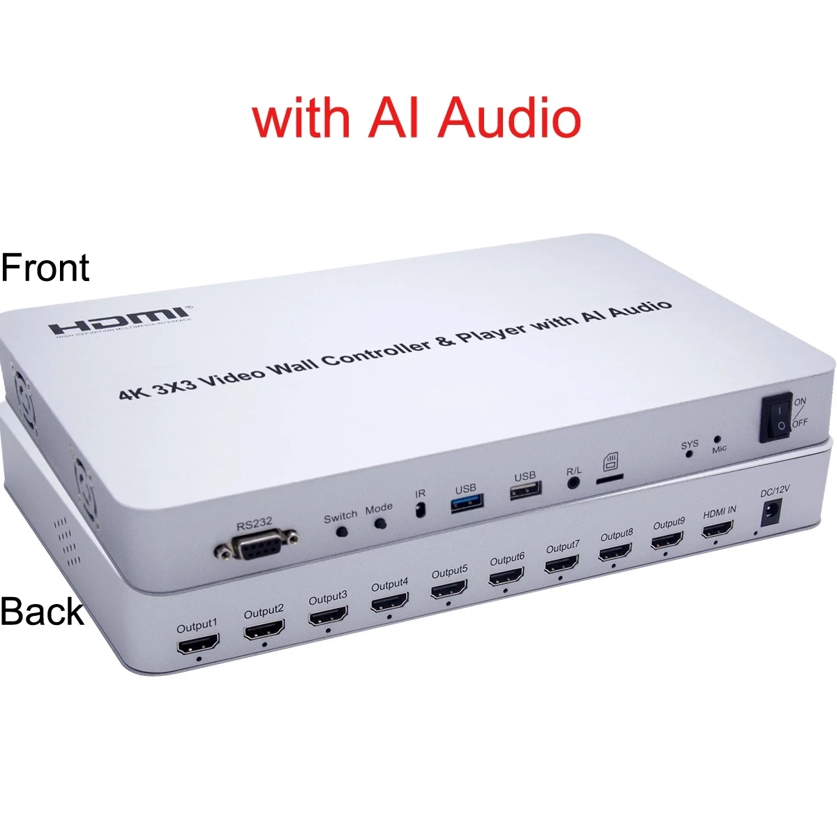 4K 3x3 Artificial Intelligence Voice Video Wall Controller AI Audio 2x2 1x3 1x4 TV Splicer Multi Monitor Splicing Processor |