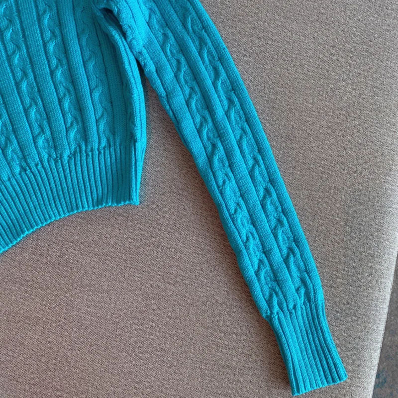 

2020 Autumn Winter Women New Fashion Round Neck Long Sleeve Diamond Decoration Pullovers Sweet Short Sweaters