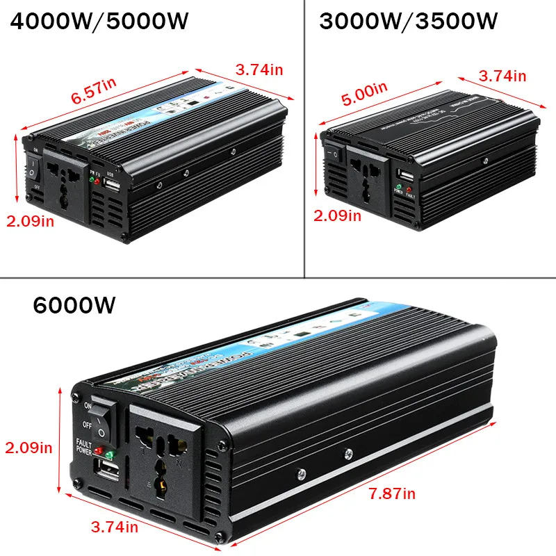 Автомобильный инвертор 3000/3500/4000/5000/6000W DC12V для AC110V Pe АК автомобиля Мощность инвертор Напряжение трансформатор конвертер инвертор солнечной установки