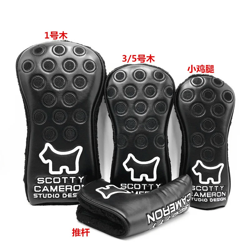 

Black Dogs Embroidery Golf Putter Head Cover Pu Leather Golf Club Cover for Blade