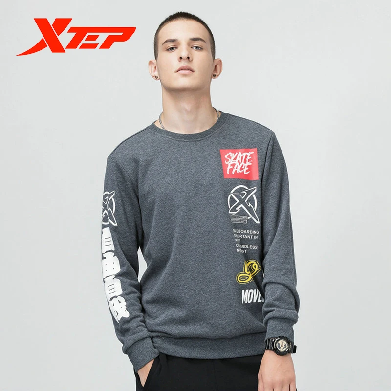 882329059353 Xtep мужские толстовки осенний спортивный свитер уличная Модная брендовая